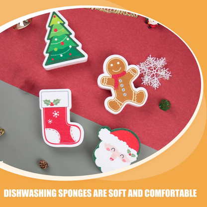 🎅Christmas sale 40% off🎅4pcs Christmas Dishwashing Sponges